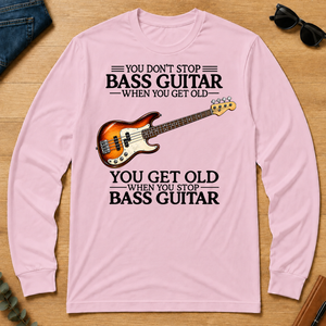 Don't Stop Playing Bass Guitar Vintage Art - light-pink - LST2D-LightPink