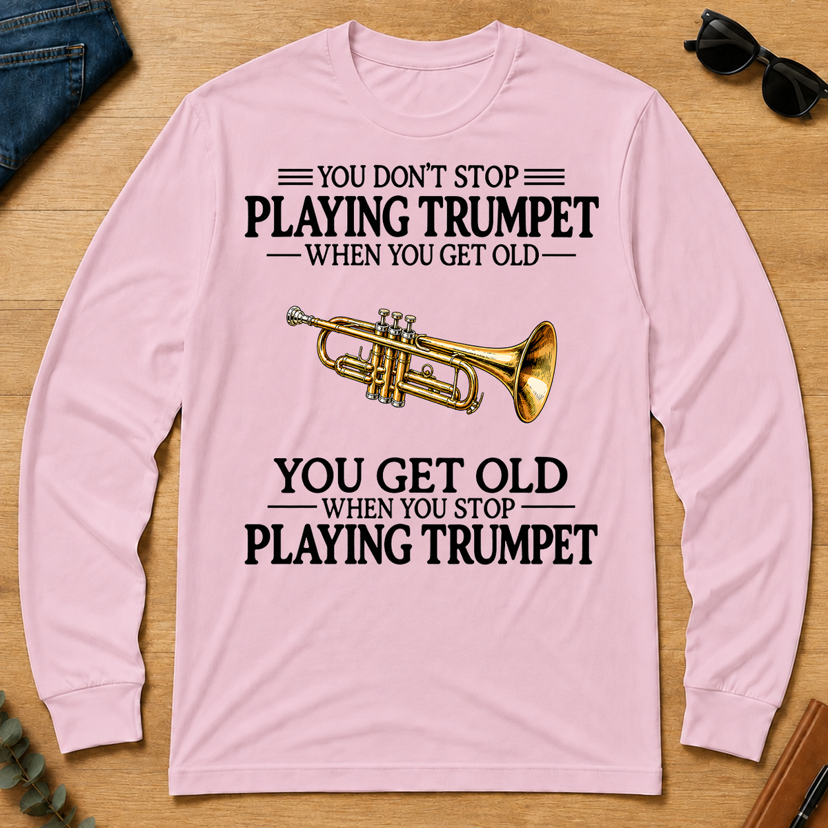 Don't Stop Playing Trumpet Vintage Art - light-pink - LST2D-LightPink