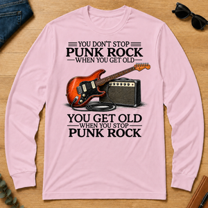 Don't Stop Playing Punk Rock Vintage Art - light-pink - LST2D-LightPink