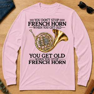 Don't Stop Playing French Horn Vintage Art - light-pink - LST2D-LightPink