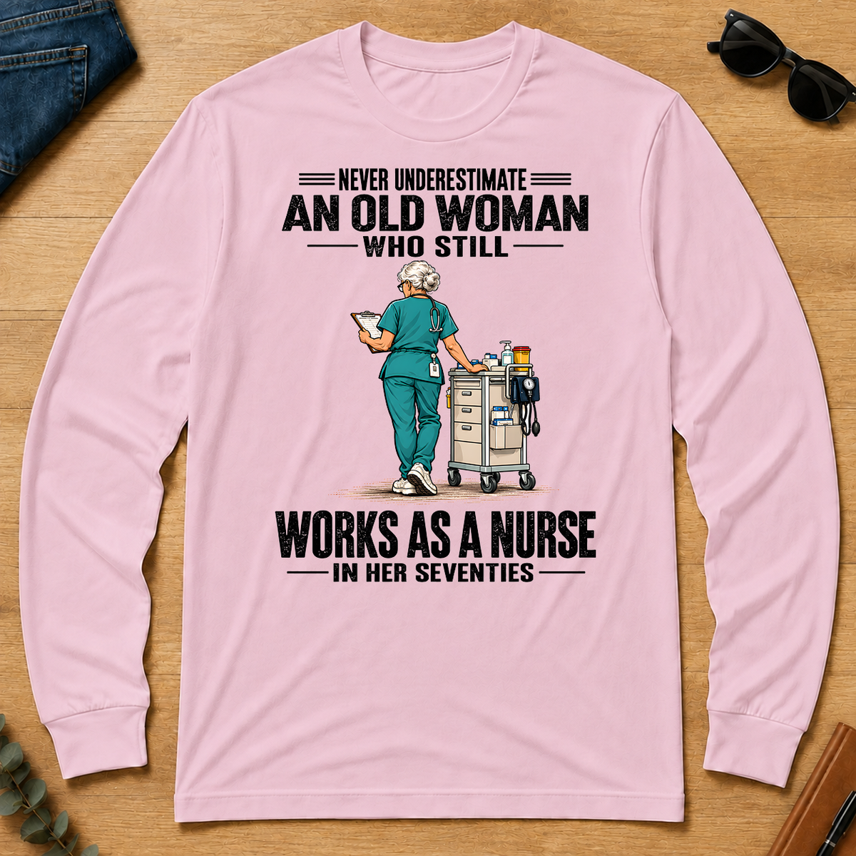 An Old Woman Still Works As A Nurse In Her 70s - light-pink - LST2D-LightPink