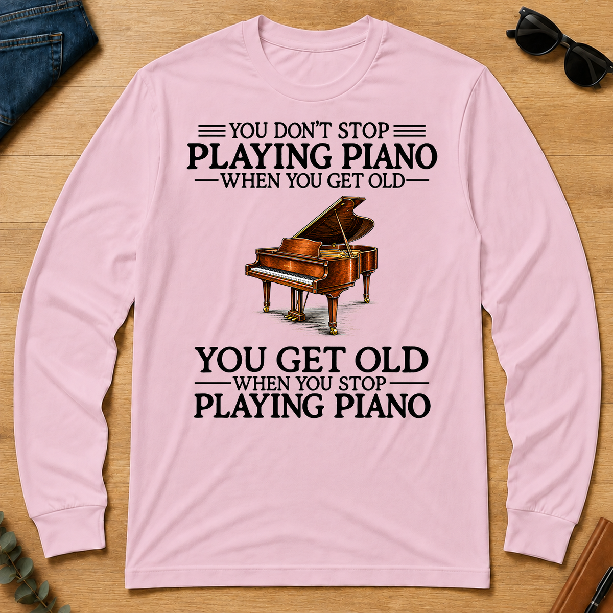 Don't Stop Playing Piano Vintage Art - light-pink - LST2D-LightPink
