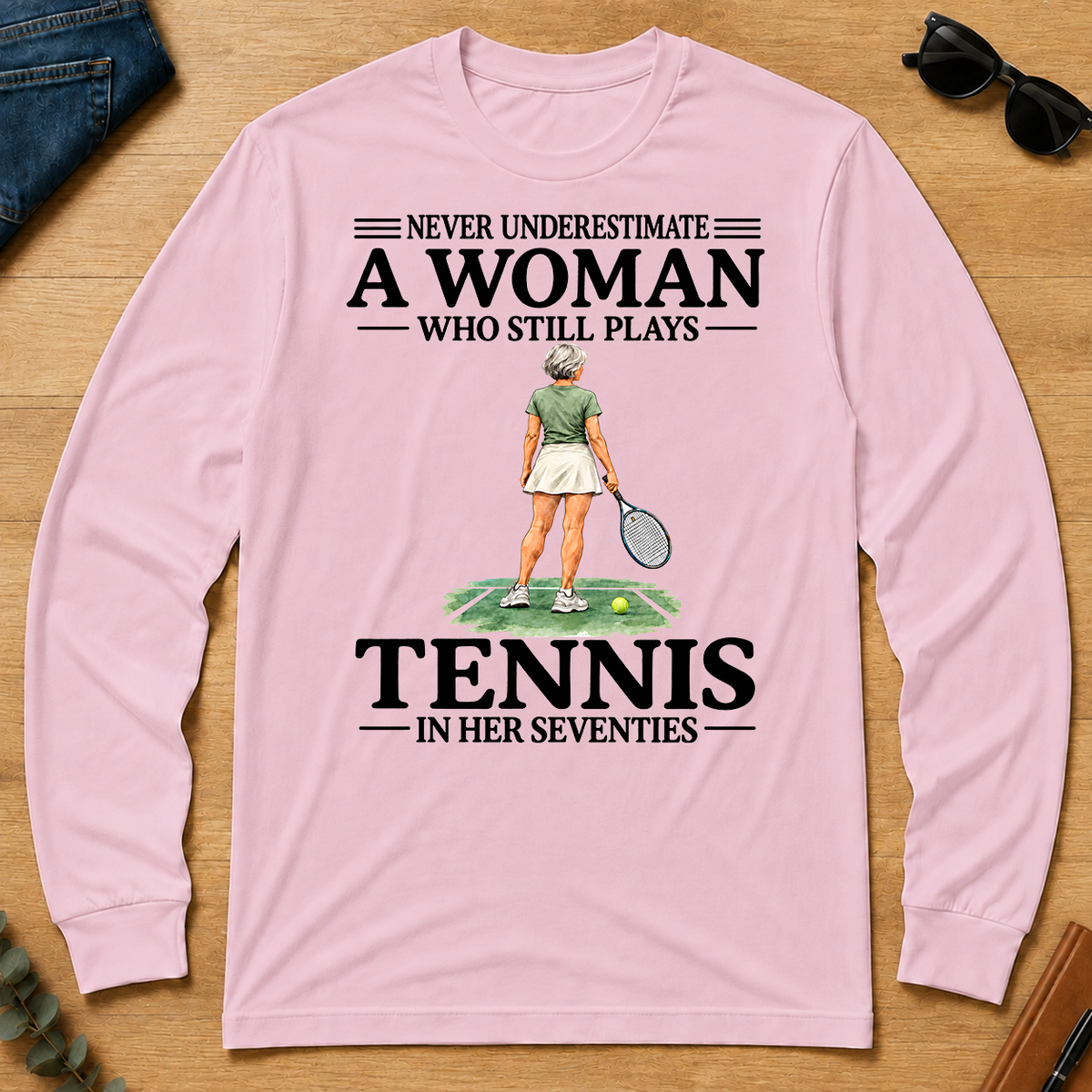 A Woman Still Plays Tennis In Her Seventies - light-pink - LST2D-LightPink