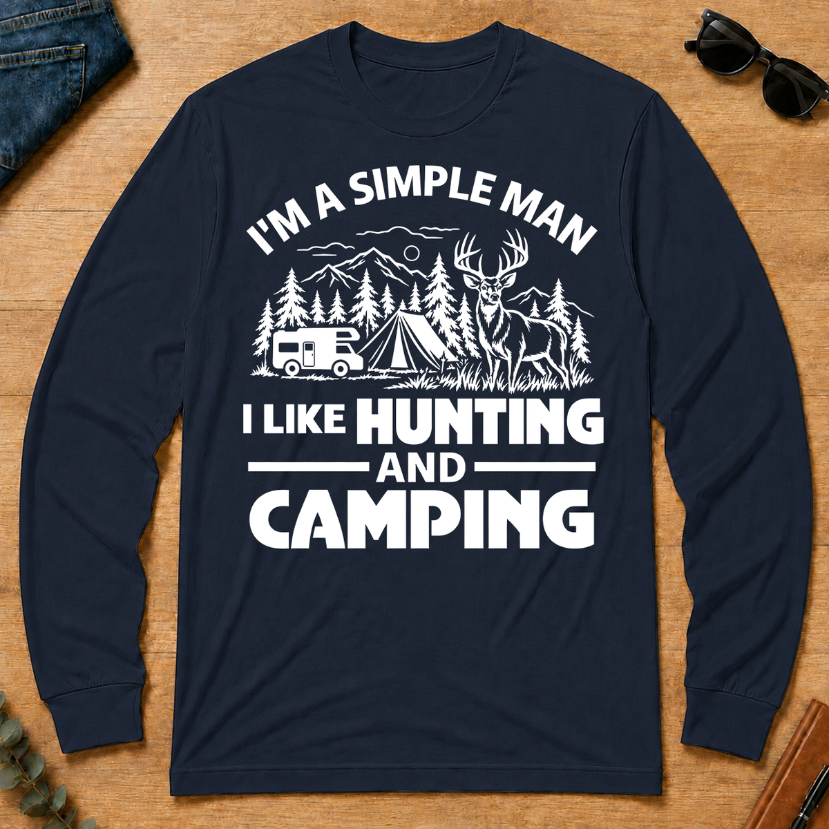 I Like Hunting And Camping - navy - LST2D-Navy