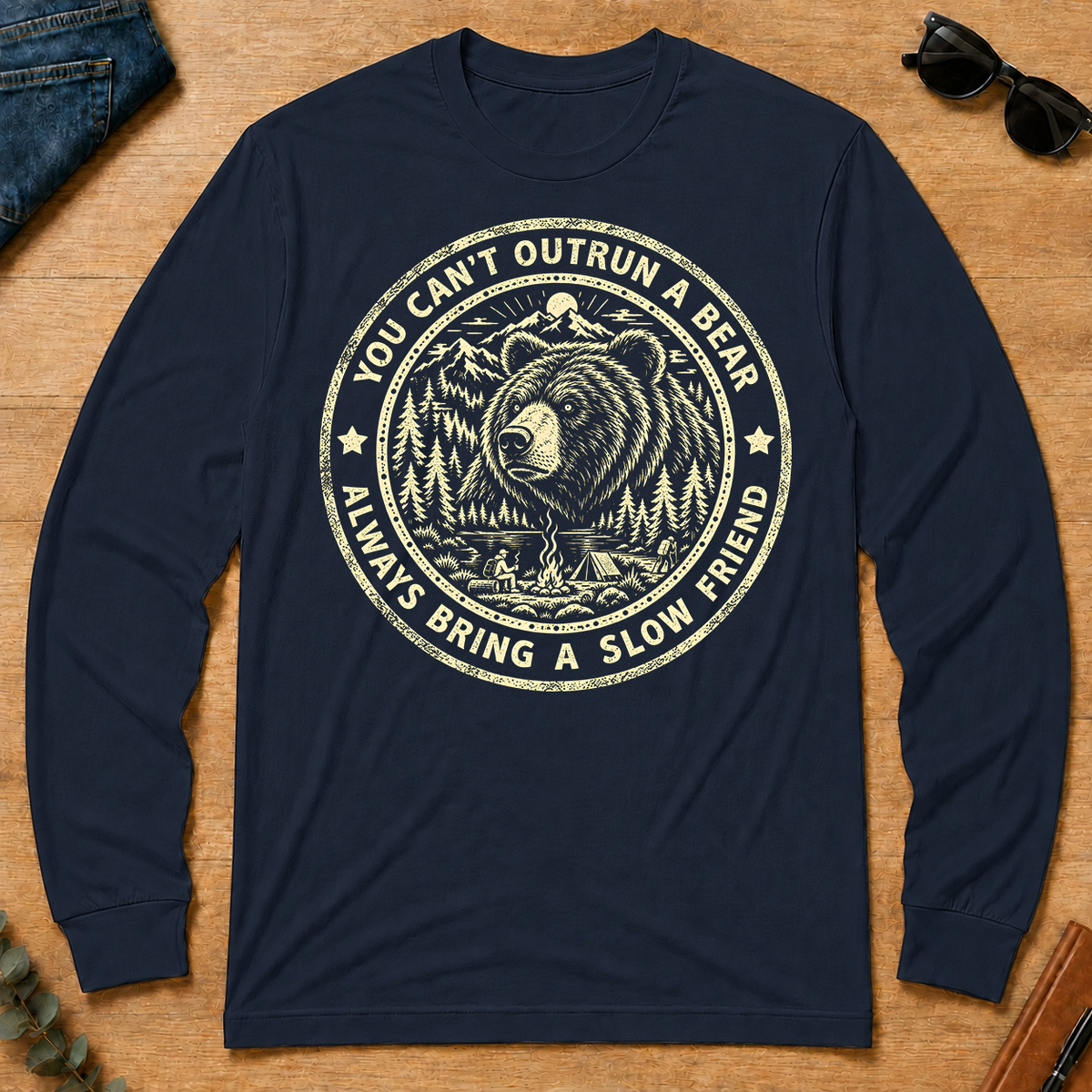 You Can't Outrun A Bear Always Bring A Slow Friend - navy - LST2D-Navy