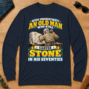 Yellow An Old Man Still Carves Stone In His Seventies - navy - LST2D-Navy