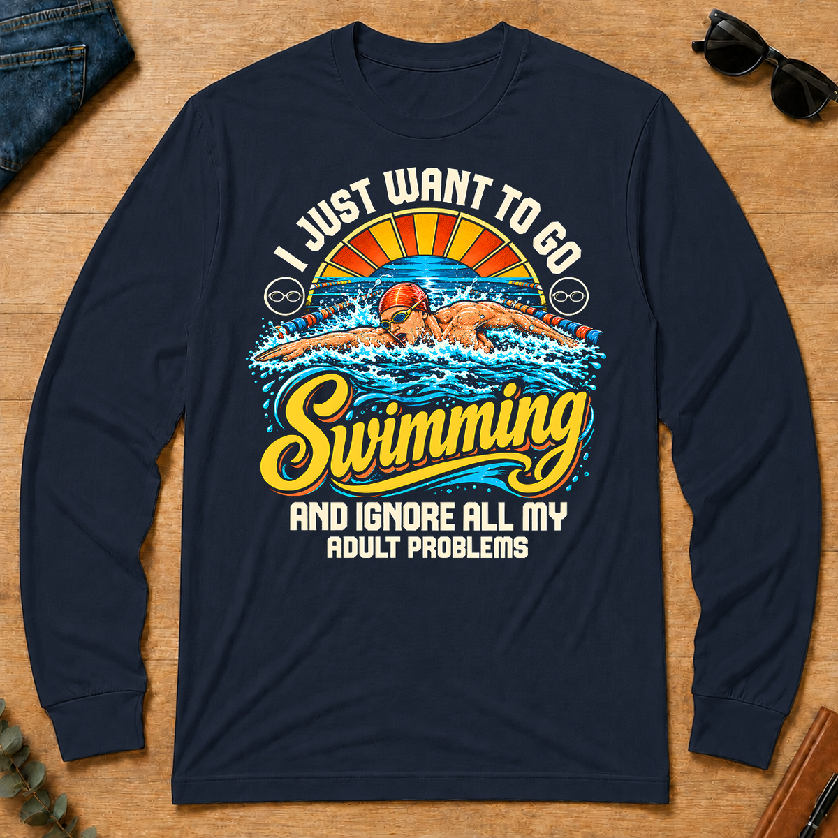 I Just Want To Go Swimming & Ignore All Adult Problems - navy - LST2D-Navy