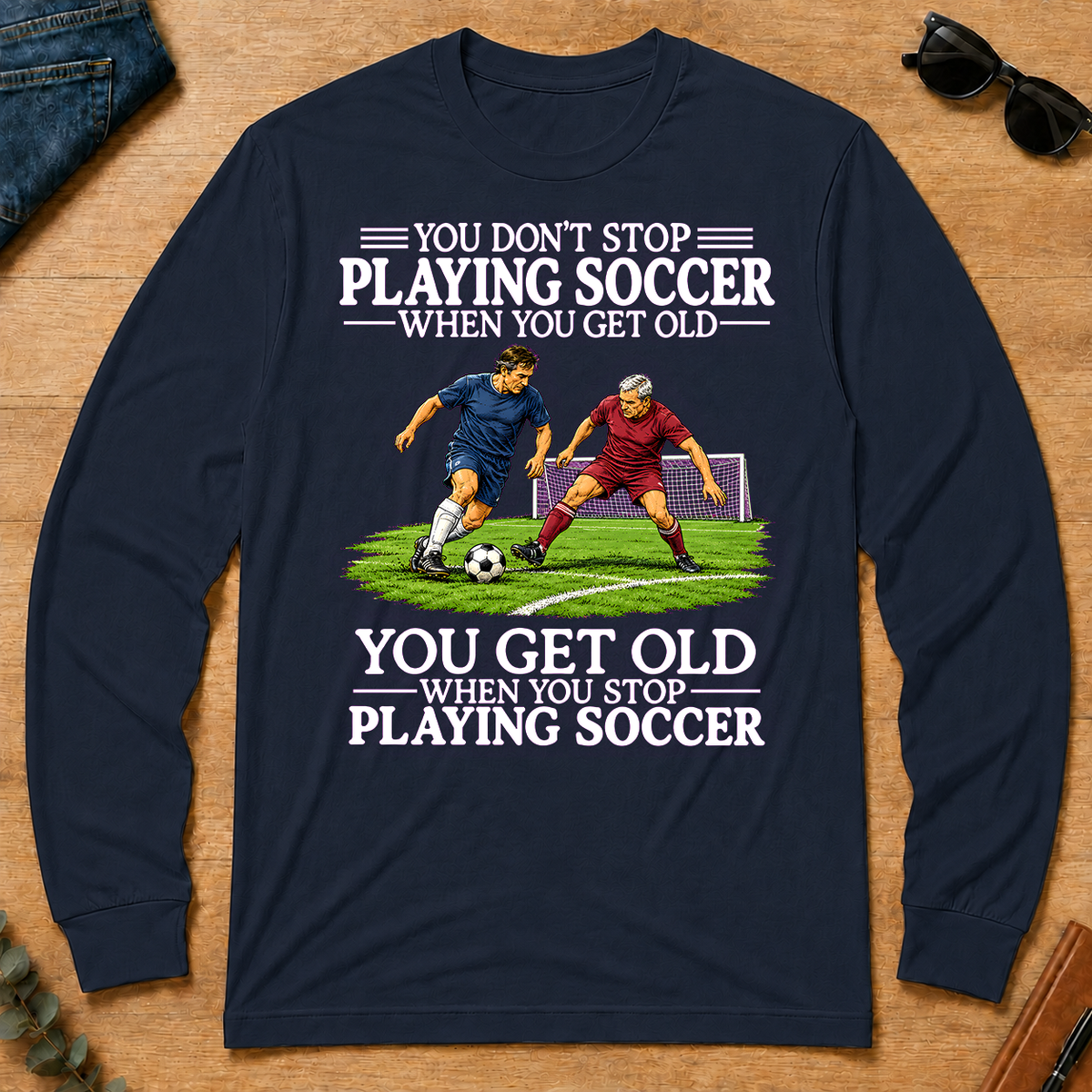 Old Man Don't Stop Soccer - navy - LST2D-Navy