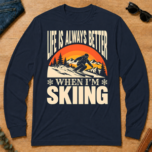Vintage Life Is Always Better When I Am Skiing - navy - LST2D-Navy