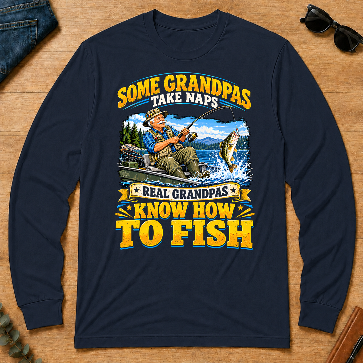 Real Grandpas Know How To Fish - navy - LST2D-Navy