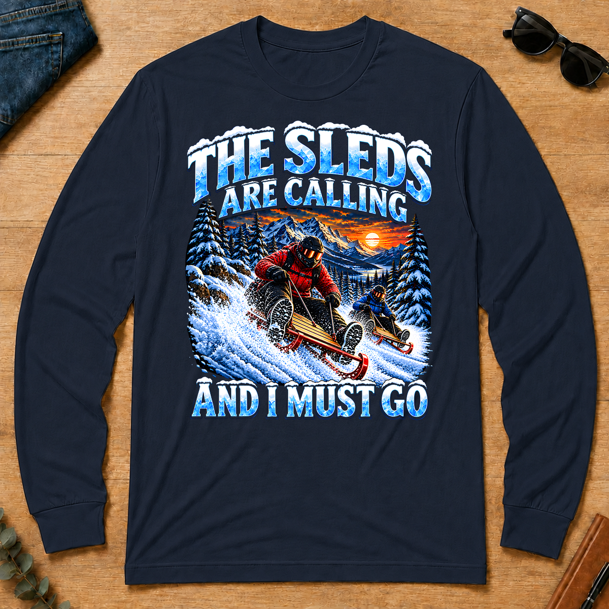 Sleds Are Calling And I Must Go - navy - LST2D-Navy