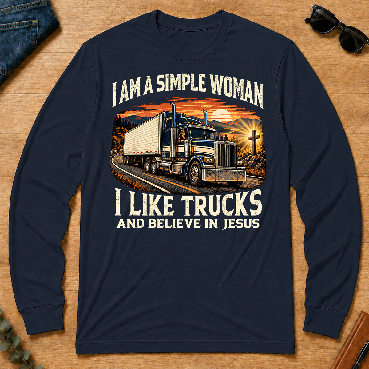 I Am Simple Woman I Like Trucks - navy - LST2D-Navy