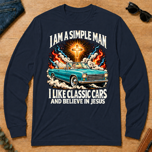 I Like Classic Cars & Believe In Jesus - navy - LST2D-Navy