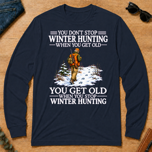 Old Man Don't Stop Winter Hunting - navy - LST2D-Navy
