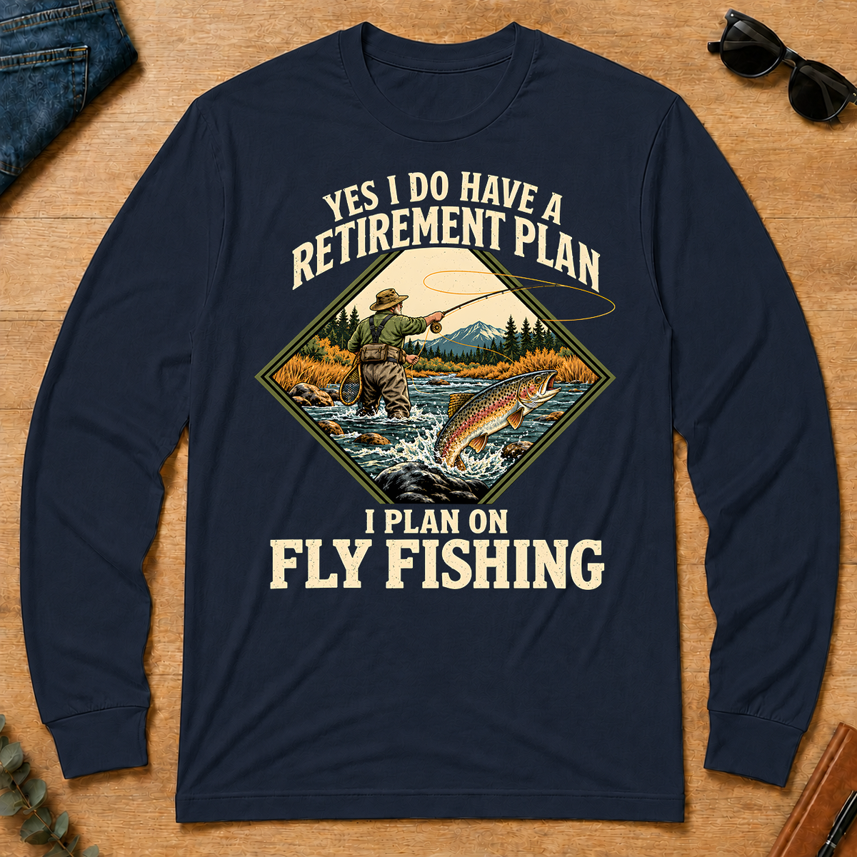 I Plan On Fly Fishing - navy - LST2D-Navy
