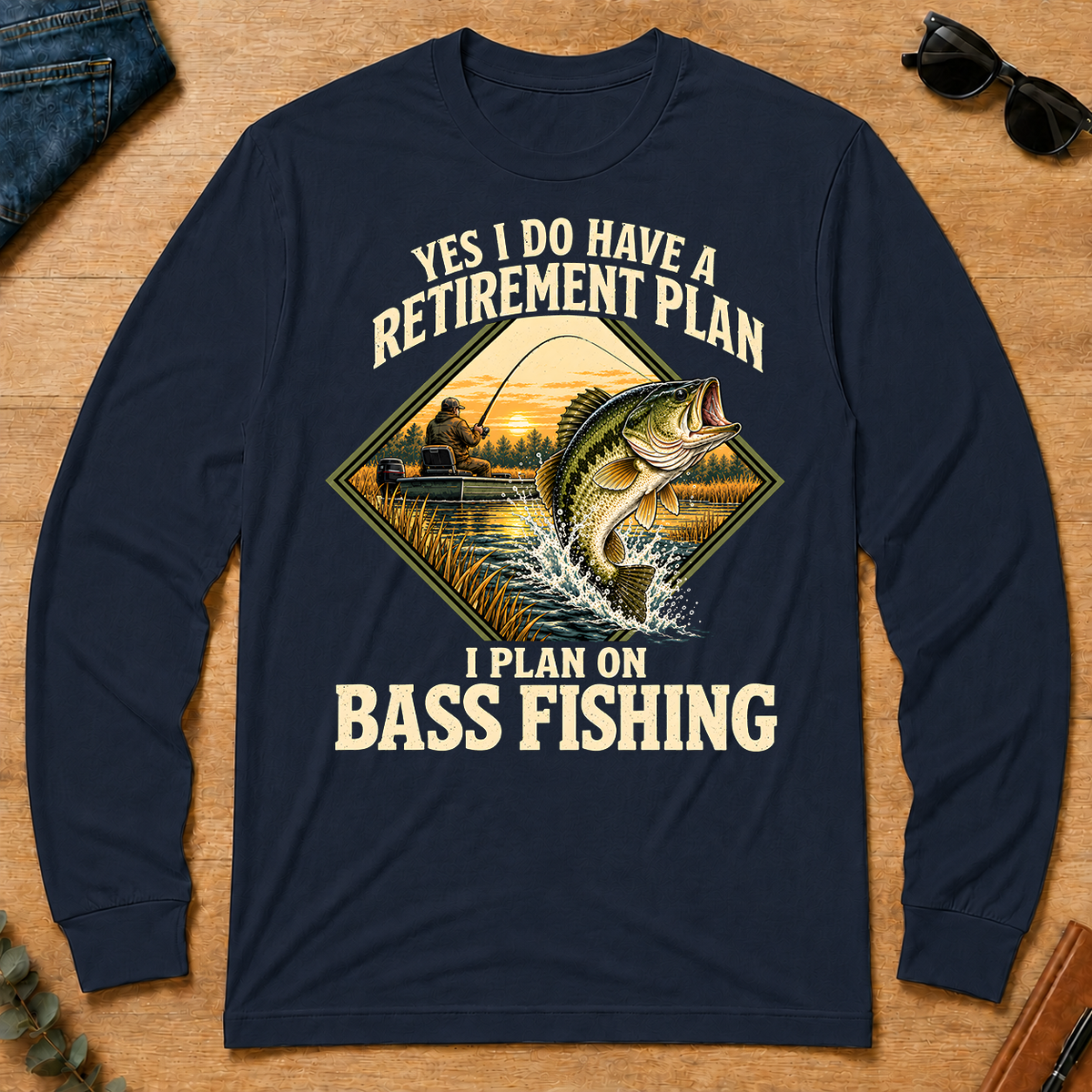 I Plan On Bass Fishing - navy - LST2D-Navy