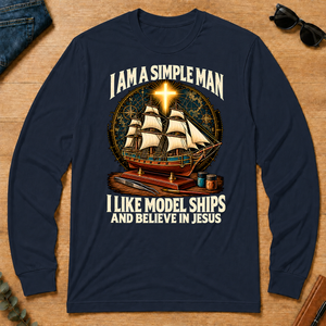I Like Model Ships & Believe In Jesus - navy - LST2D-Navy