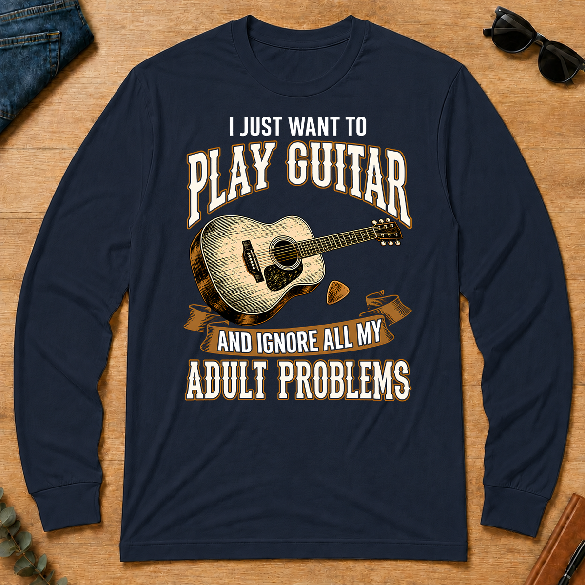 Vintage I Just Want To Play Guitar - navy - LST2D-Navy