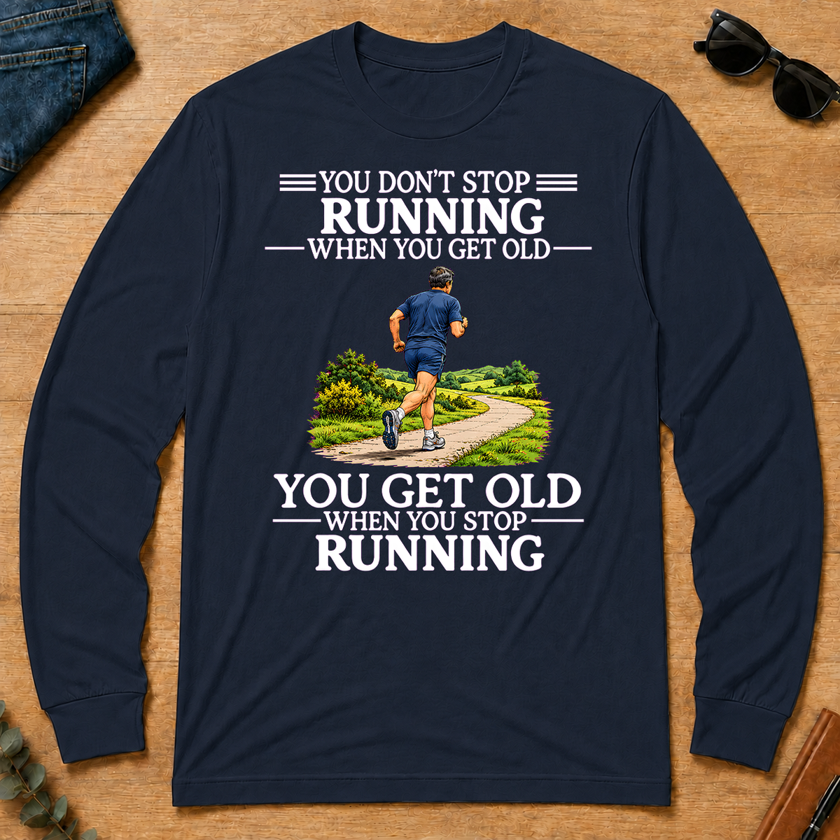 Old Man Don't Stop Running - navy - LST2D-Navy