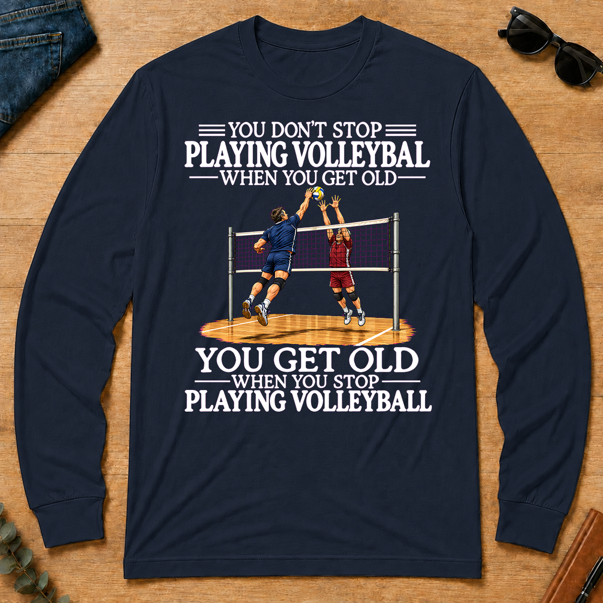 Old Man Don't Stop Volleyball - navy - LST2D-Navy