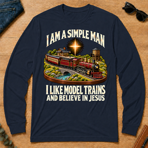 I Like Model Trains & Believe In Jesus - navy - LST2D-Navy