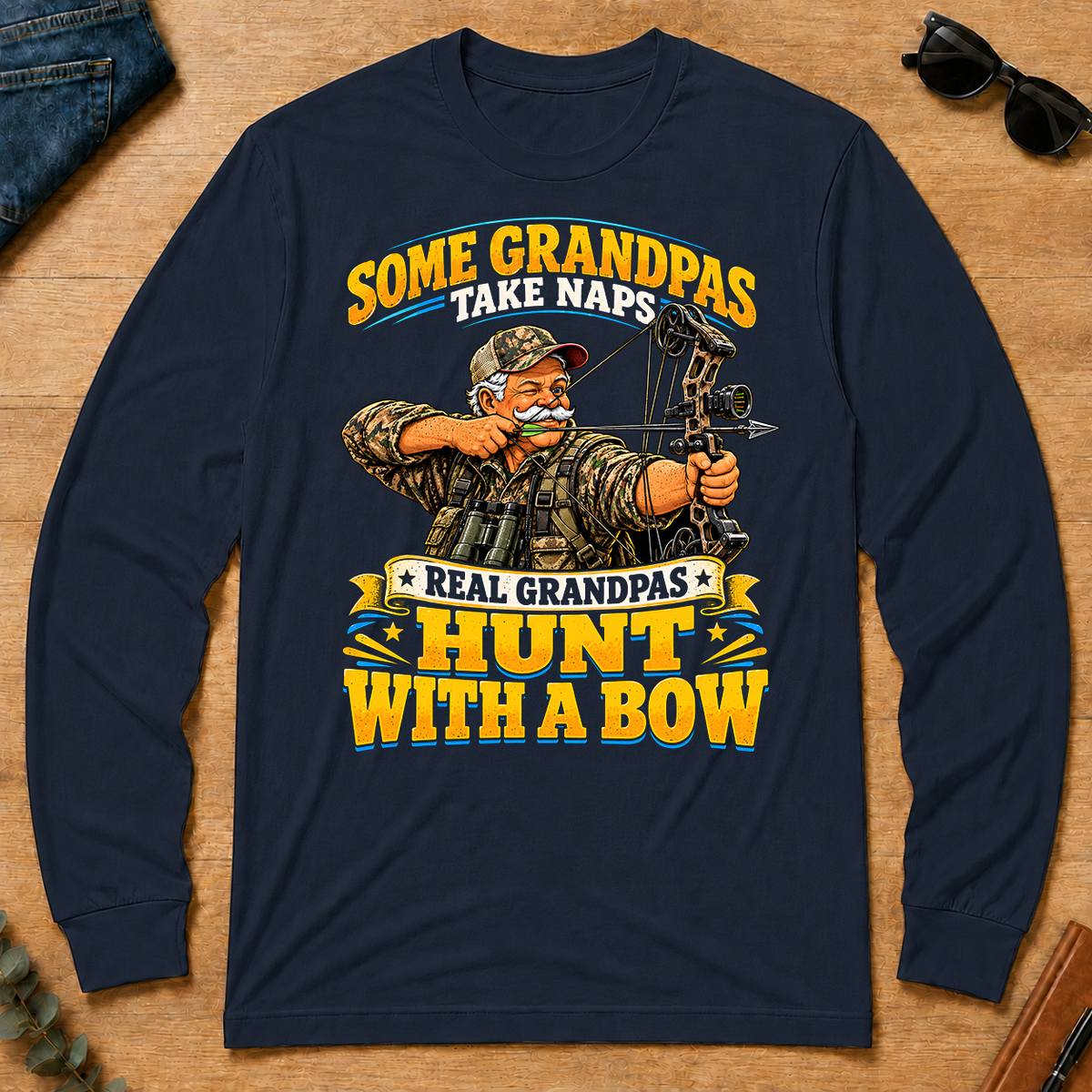 Real Grandpas Hunt With A Bow - navy - LST2D-Navy