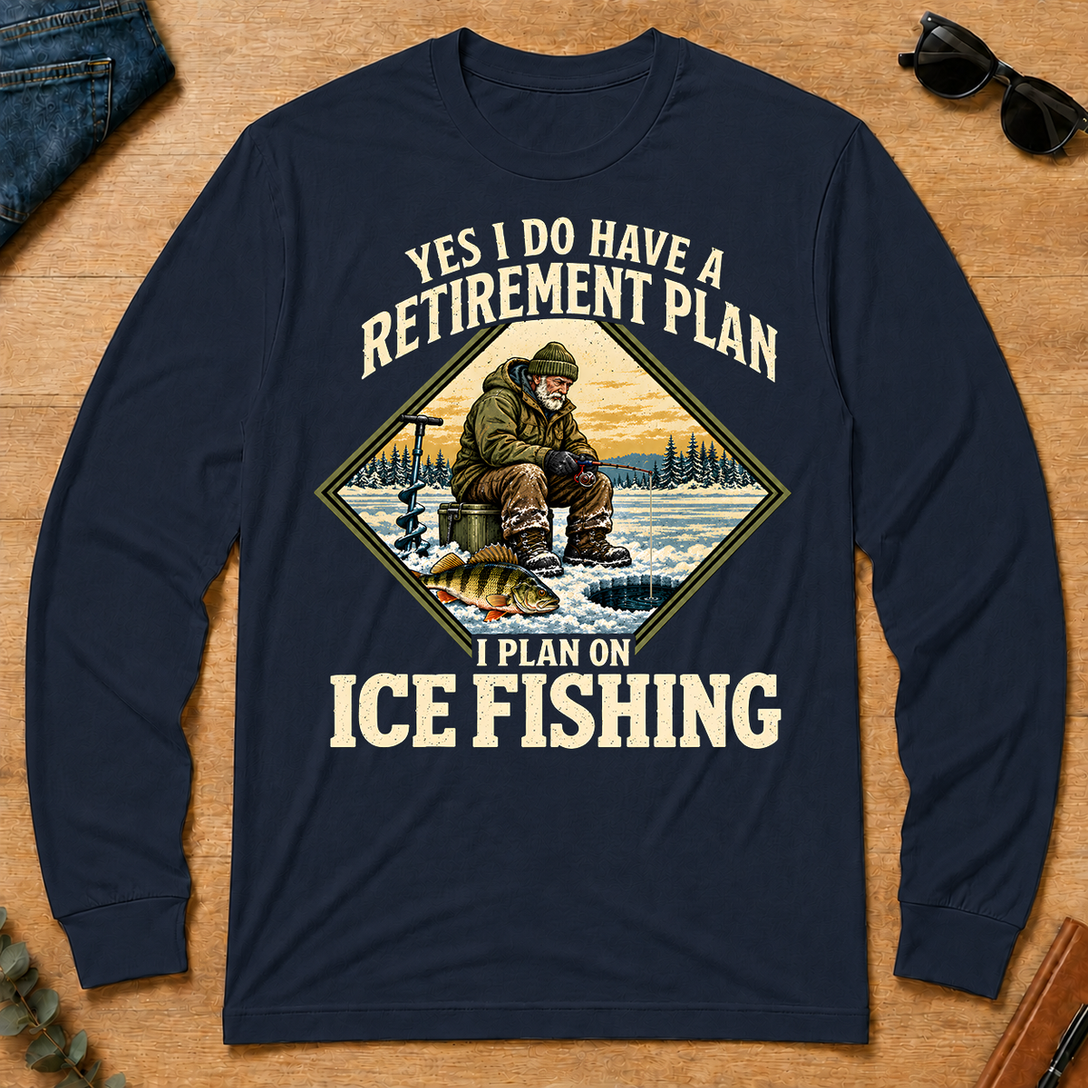 I Plan On Ice Fishing - navy - LST2D-Navy