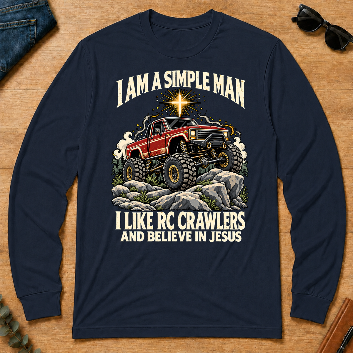 I Like RC Crawlers & Believe In Jesus - navy - LST2D-Navy