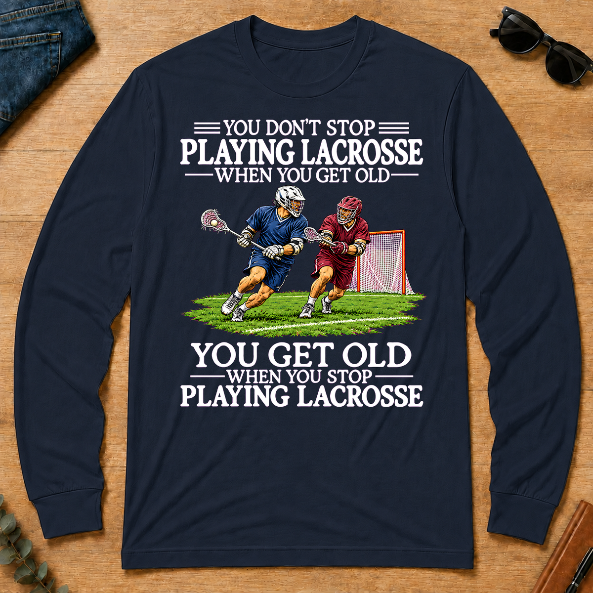 Old Man Don't Stop Lacrosse - navy - LST2D-Navy