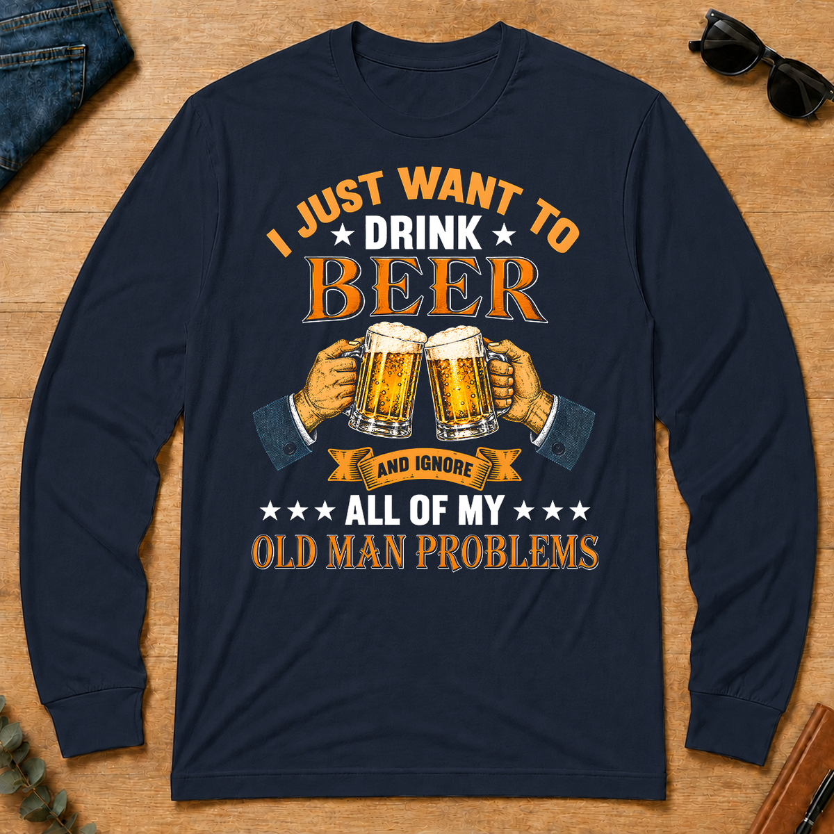 Vintage I Just Want To Drink Beer - navy - LST2D-Navy