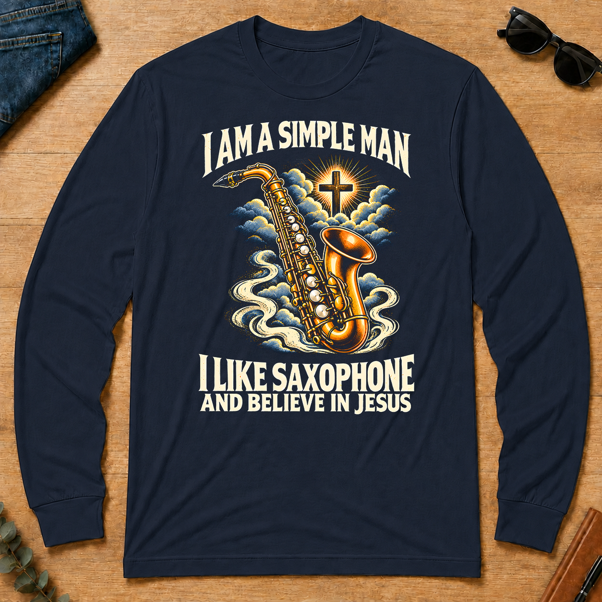 I Like Saxophone & Believe In Jesus - navy - LST2D-Navy