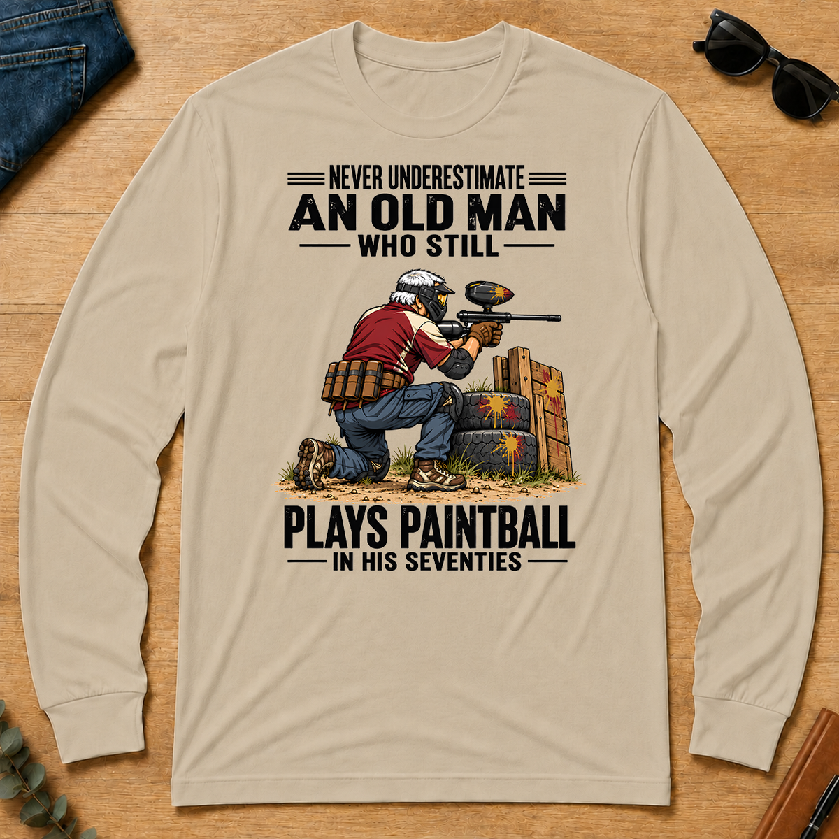 An Old Man Still Plays Paintball In His 70s - sand - LST2D-Sand