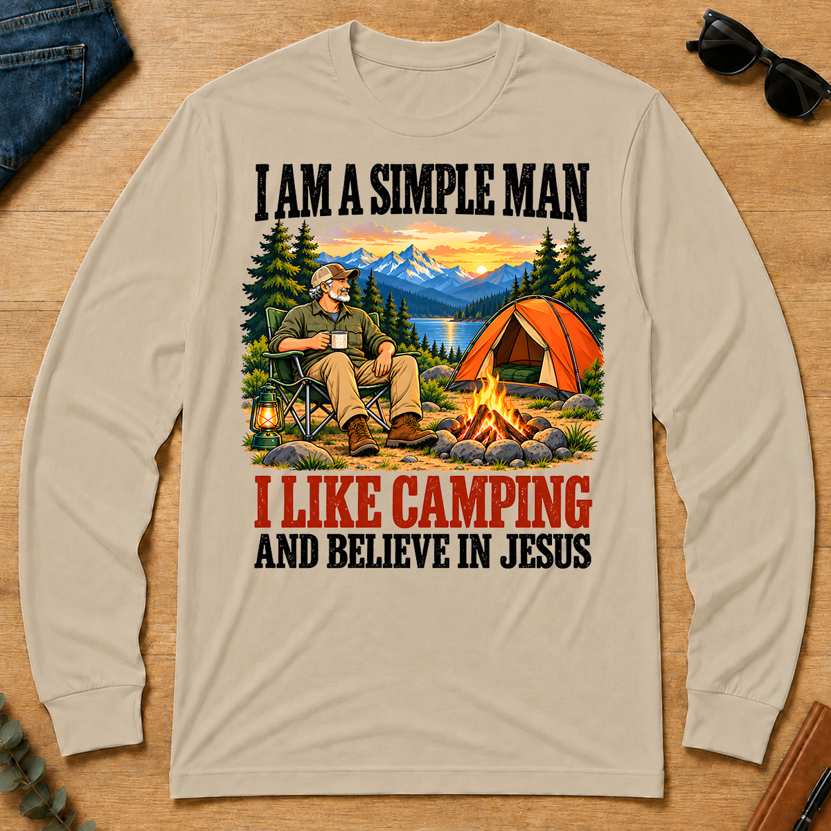 I Like Camping & Believe In Jesus - sand - LST2D-Sand