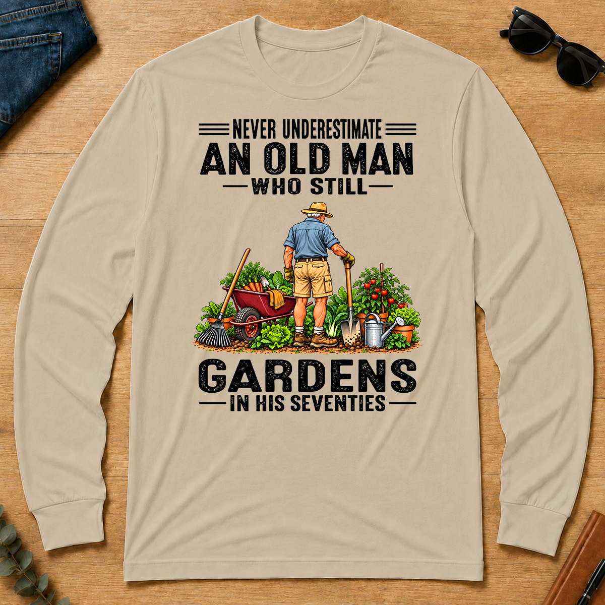 An Old Man Still Gardens In His 70s - sand - LST2D-Sand