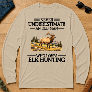 Never Underestimate An Old Man Who Loves Elk Hunting - sand - LST2D-Sand