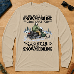 Don't Stop Snowmobiling Vintage Art - sand - LST2D-Sand