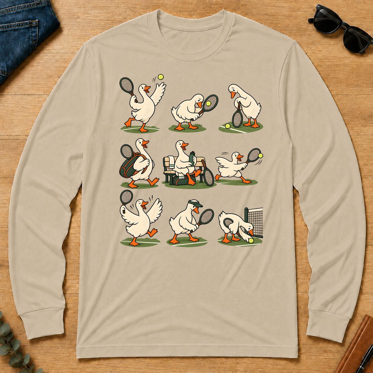 Funny Ducks Playing Tennis - sand - LST2D-Sand