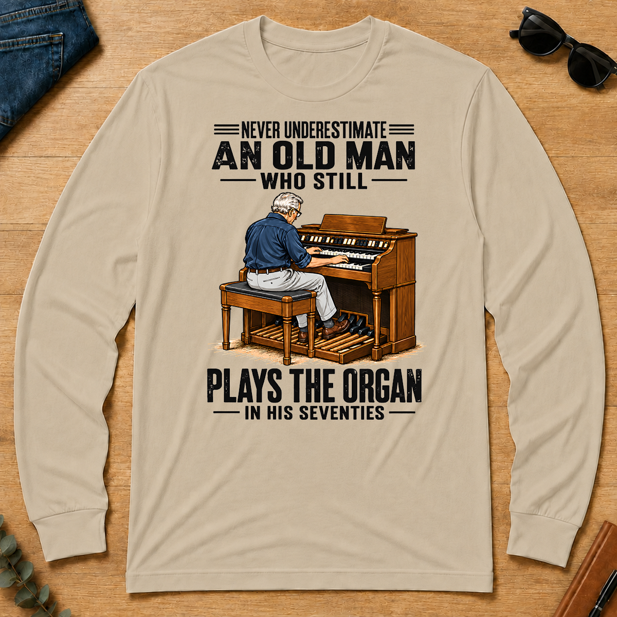 An Old Man Still Plays The Organ In His 70s - sand - LST2D-Sand