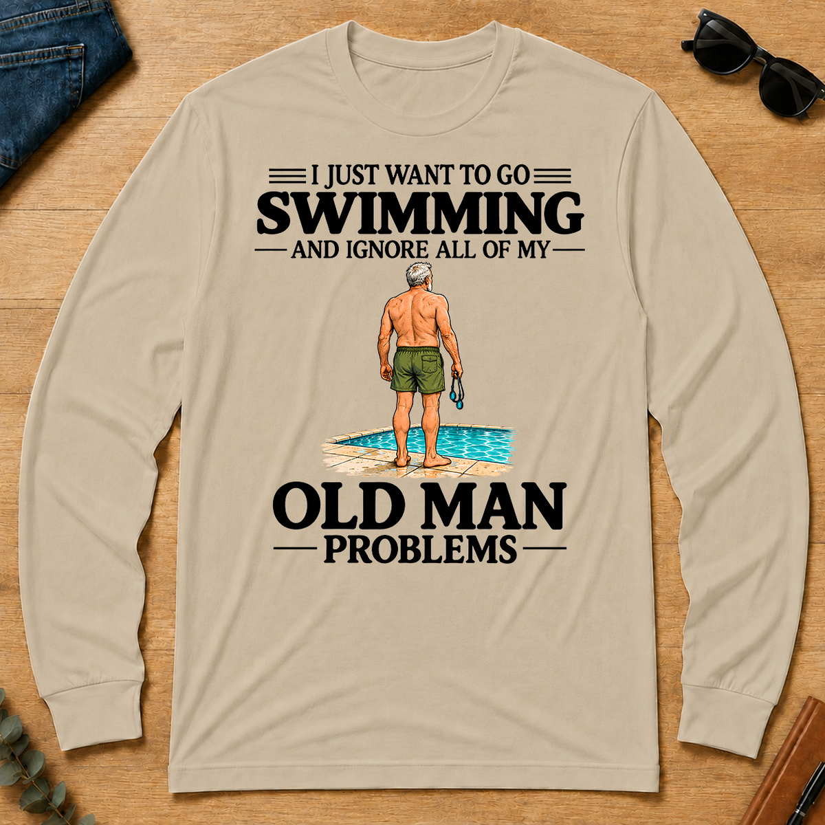 I Just Want To Go Swimming Vintage Men - sand - LST2D-Sand