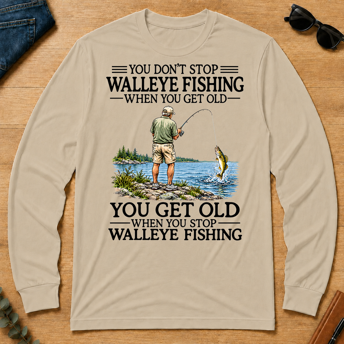 Don't Stop Walleye Fishing Vintage - sand - LST2D-Sand
