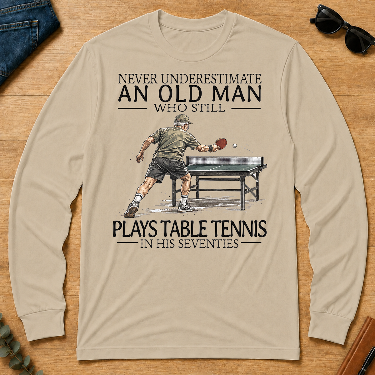 An Old Man Who Still Plays Table Tennis In His Seventies - sand - LST2D-Sand