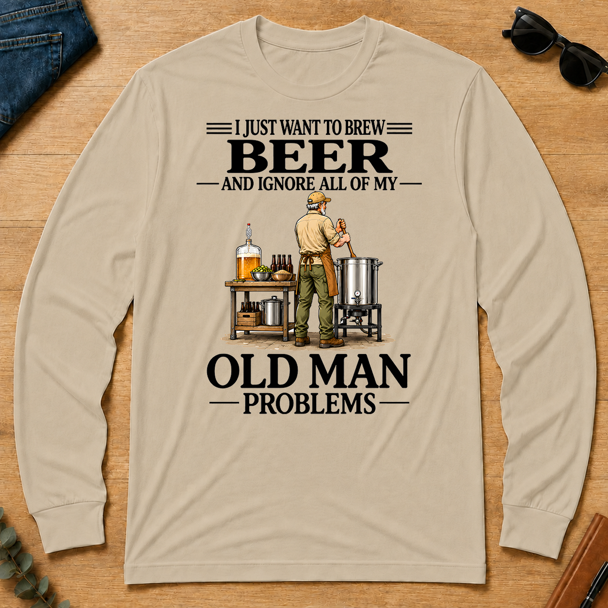 I Just Want To Brew Beer Vintage - sand - LST2D-Sand