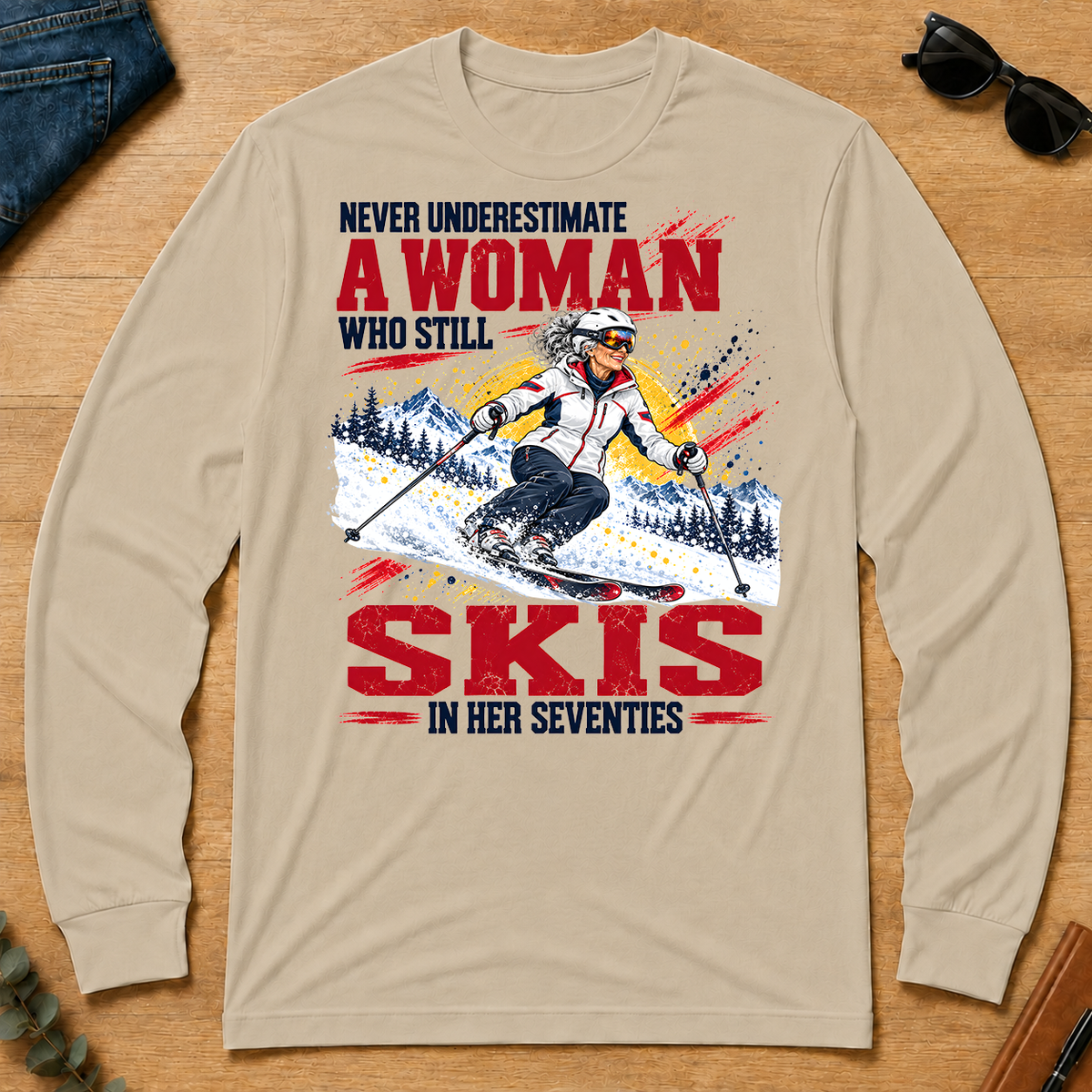 A Woman Still Skis In Her 70s - sand - LST2D-Sand