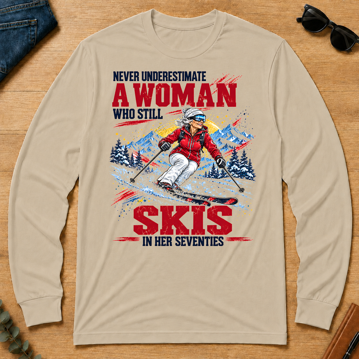 A Woman Still Skis In Her 70s - sand - LST2D-Sand