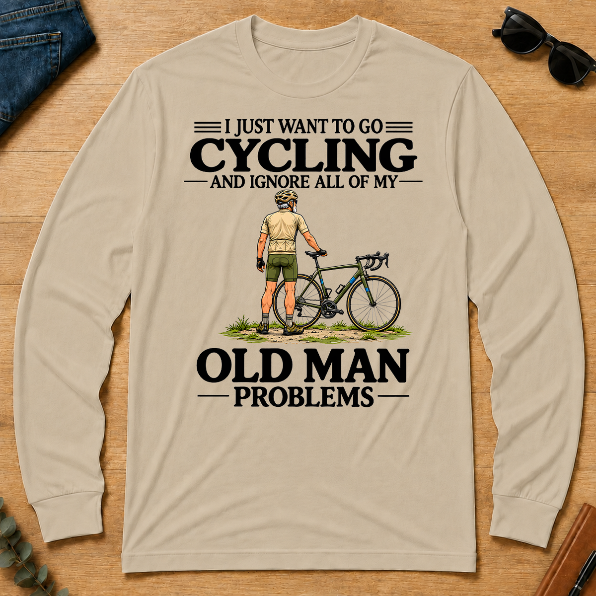 I Just Want To Go Cycling Vintage Men - sand - LST2D-Sand