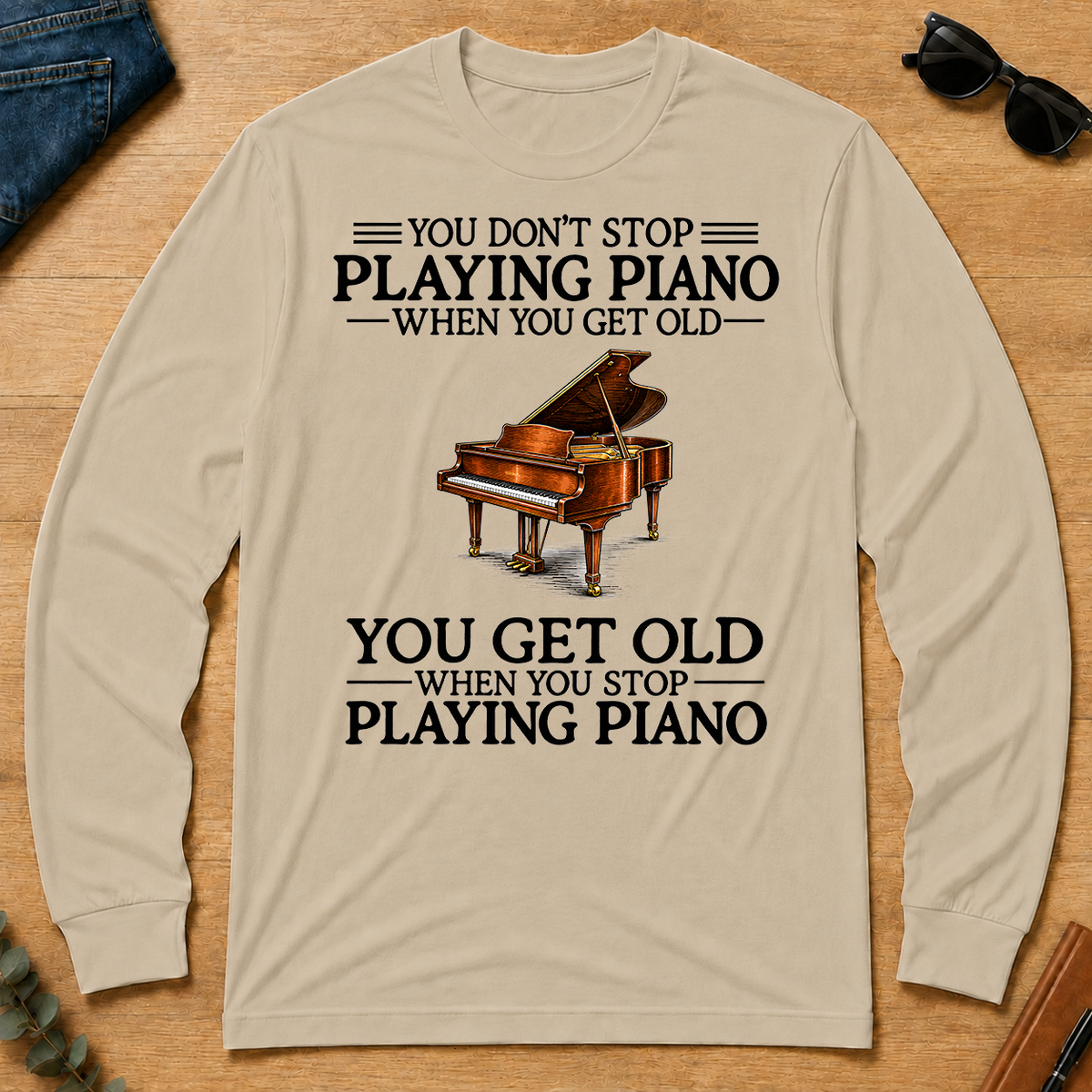 Don't Stop Playing Piano Vintage Art - sand - LST2D-Sand
