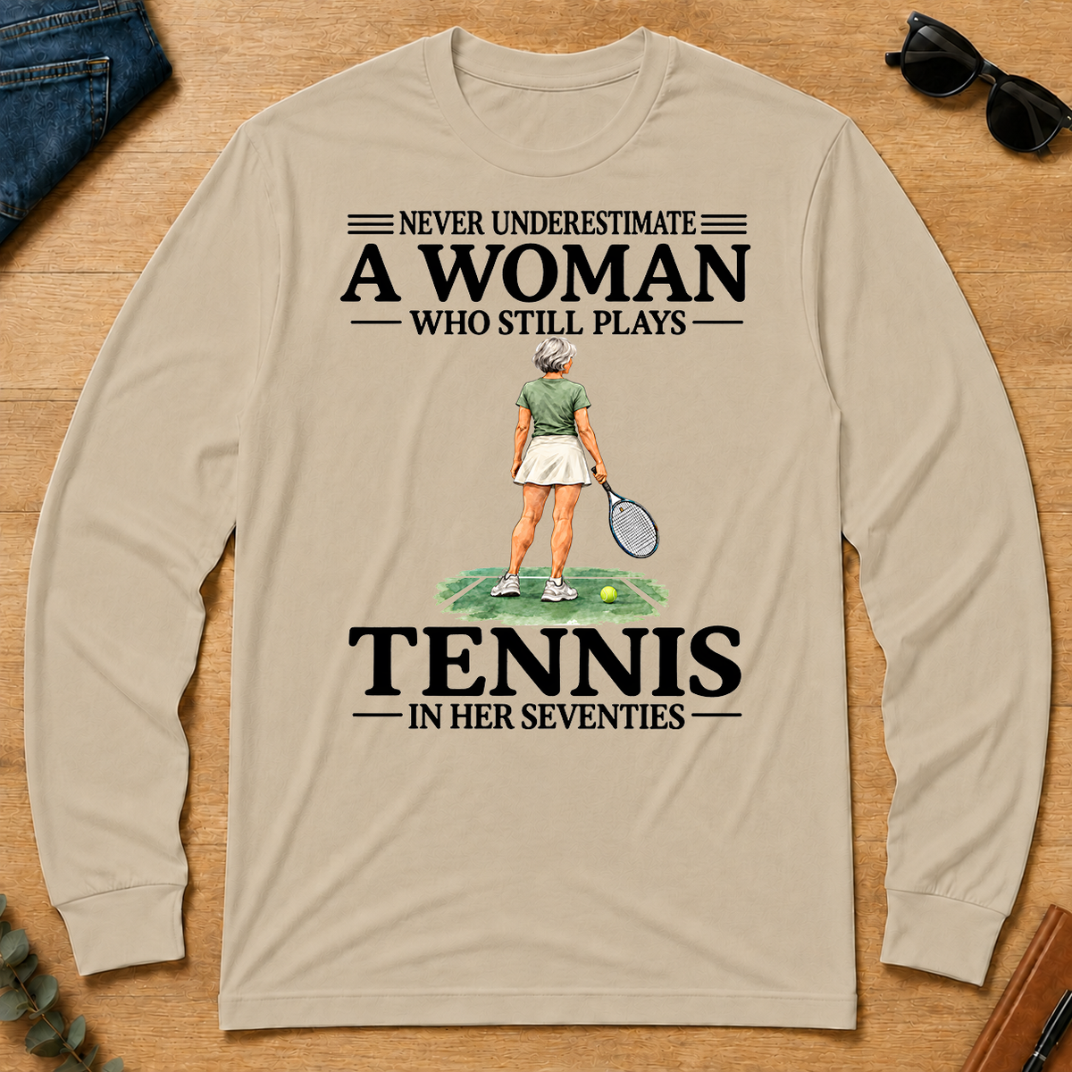 A Woman Still Plays Tennis In Her Seventies - sand - LST2D-Sand