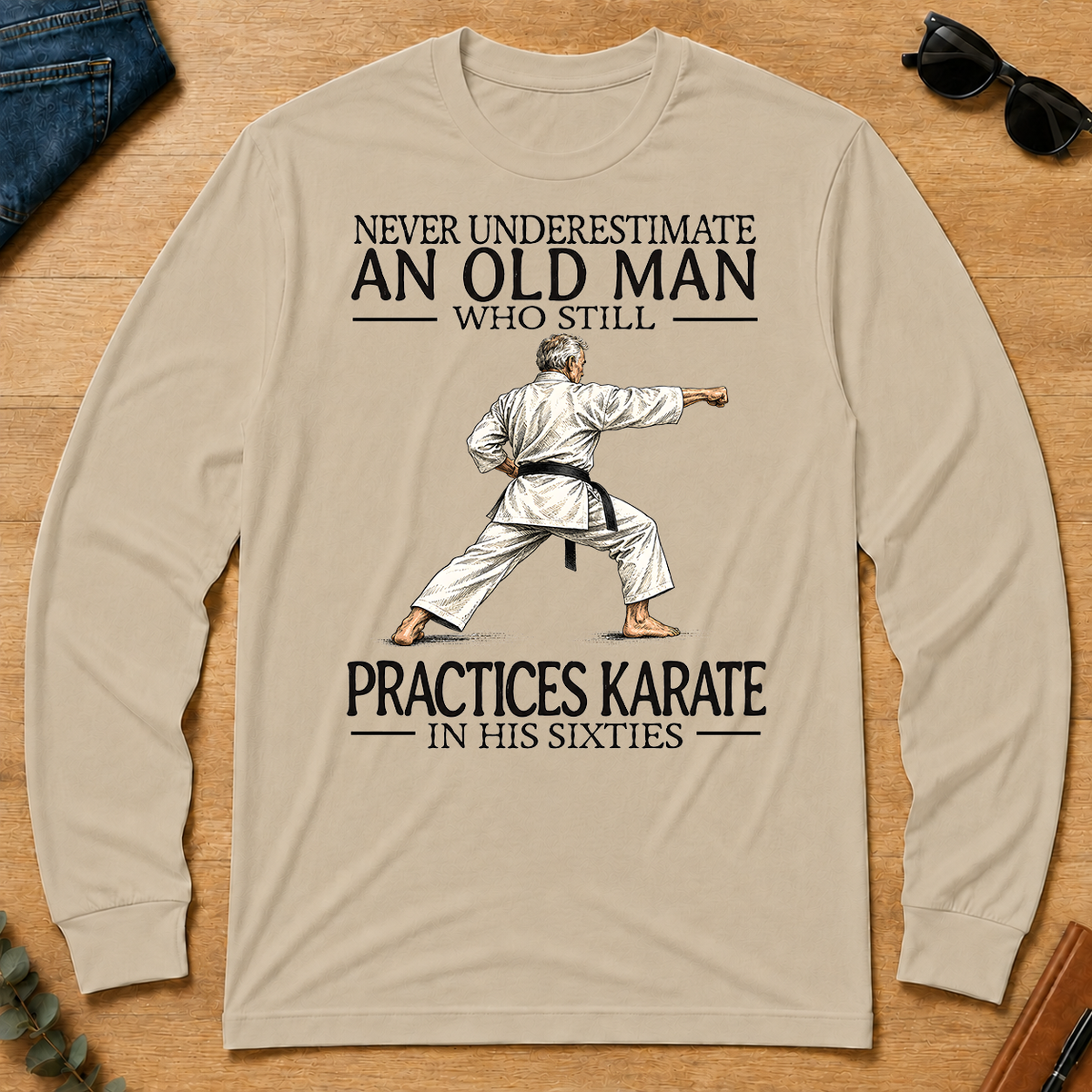An Old Man Who Still Pratices Karate In His Sixties - sand - LST2D-Sand
