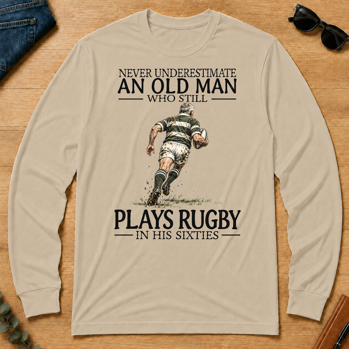 An Old Man Who Still Plays Rugby In His Sixties - sand - LST2D-Sand