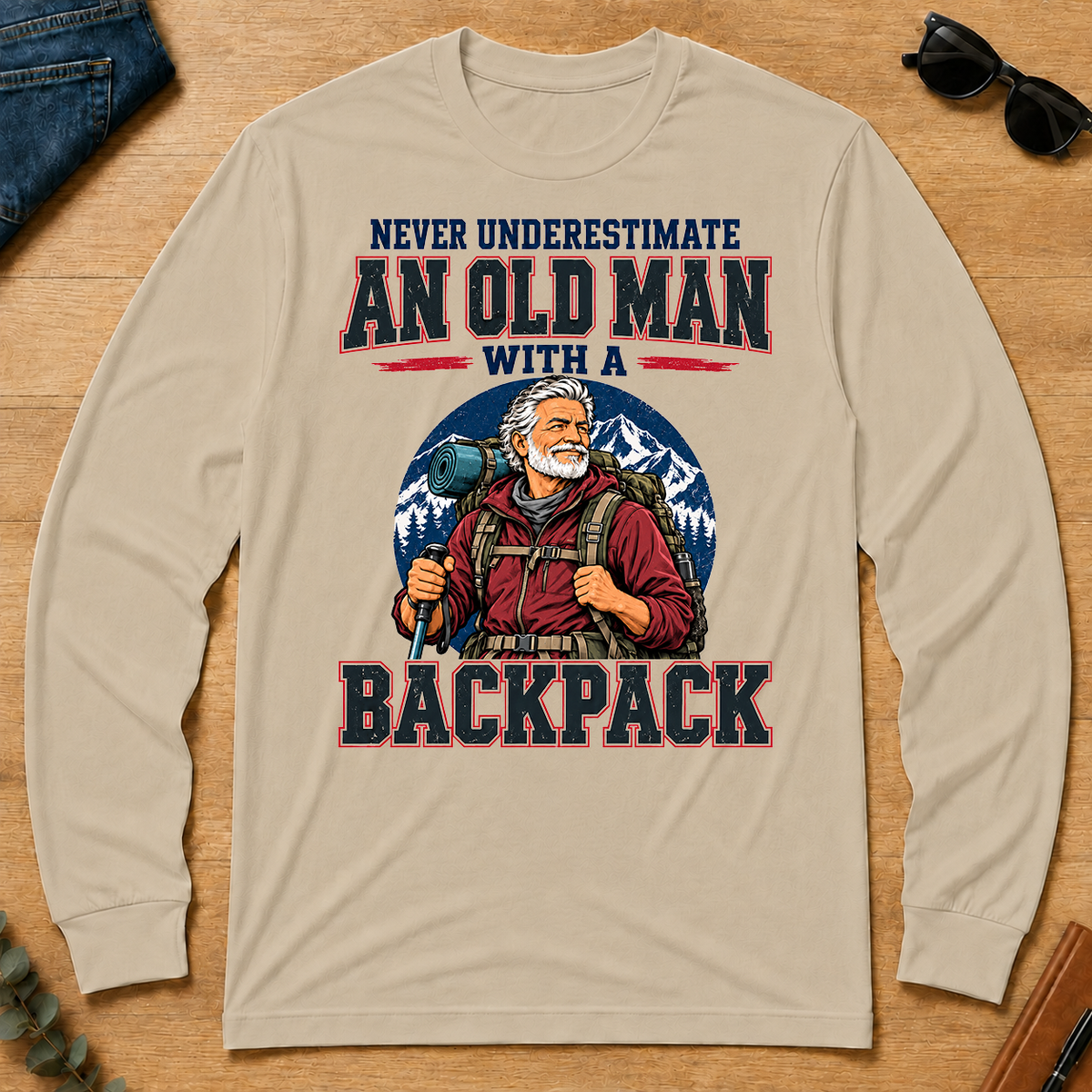 Never Underestimate An Old Man With A Backpack - sand - LST2D-Sand